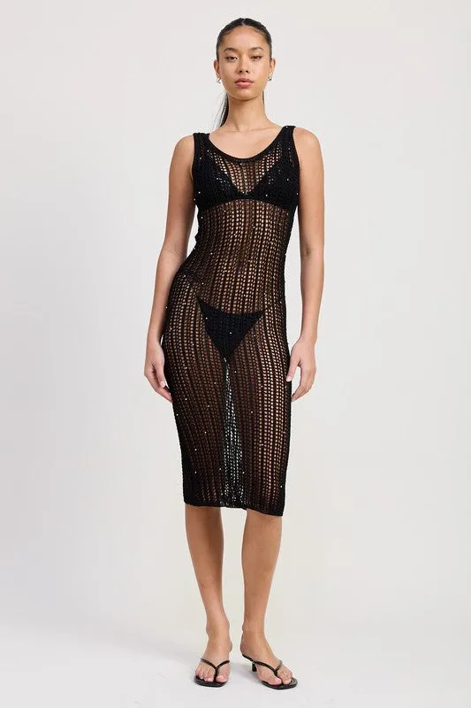 MAXI CROCHET METALIC BEADED DRESS