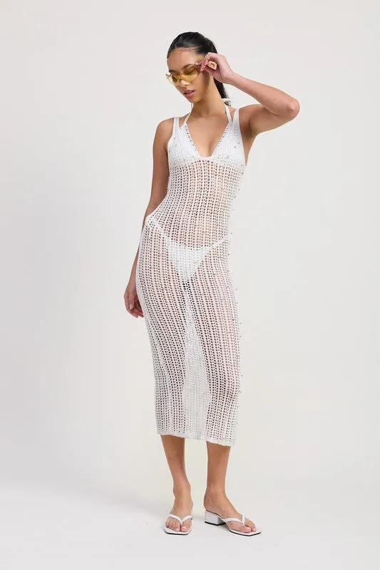 MAXI CROCHET METALIC BEADED DRESS