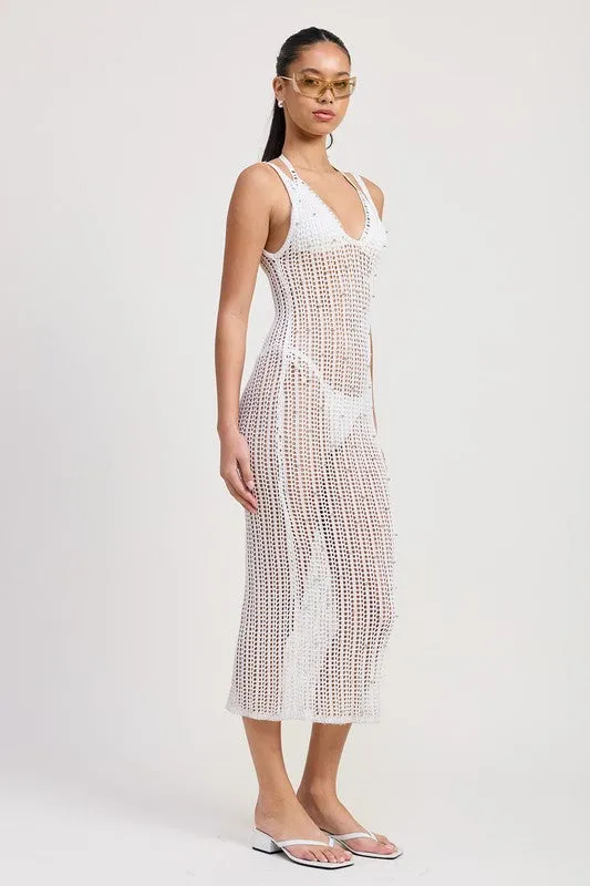MAXI CROCHET METALIC BEADED DRESS