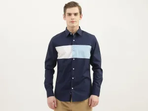 Men Colorblock Spread Collar Shirt
