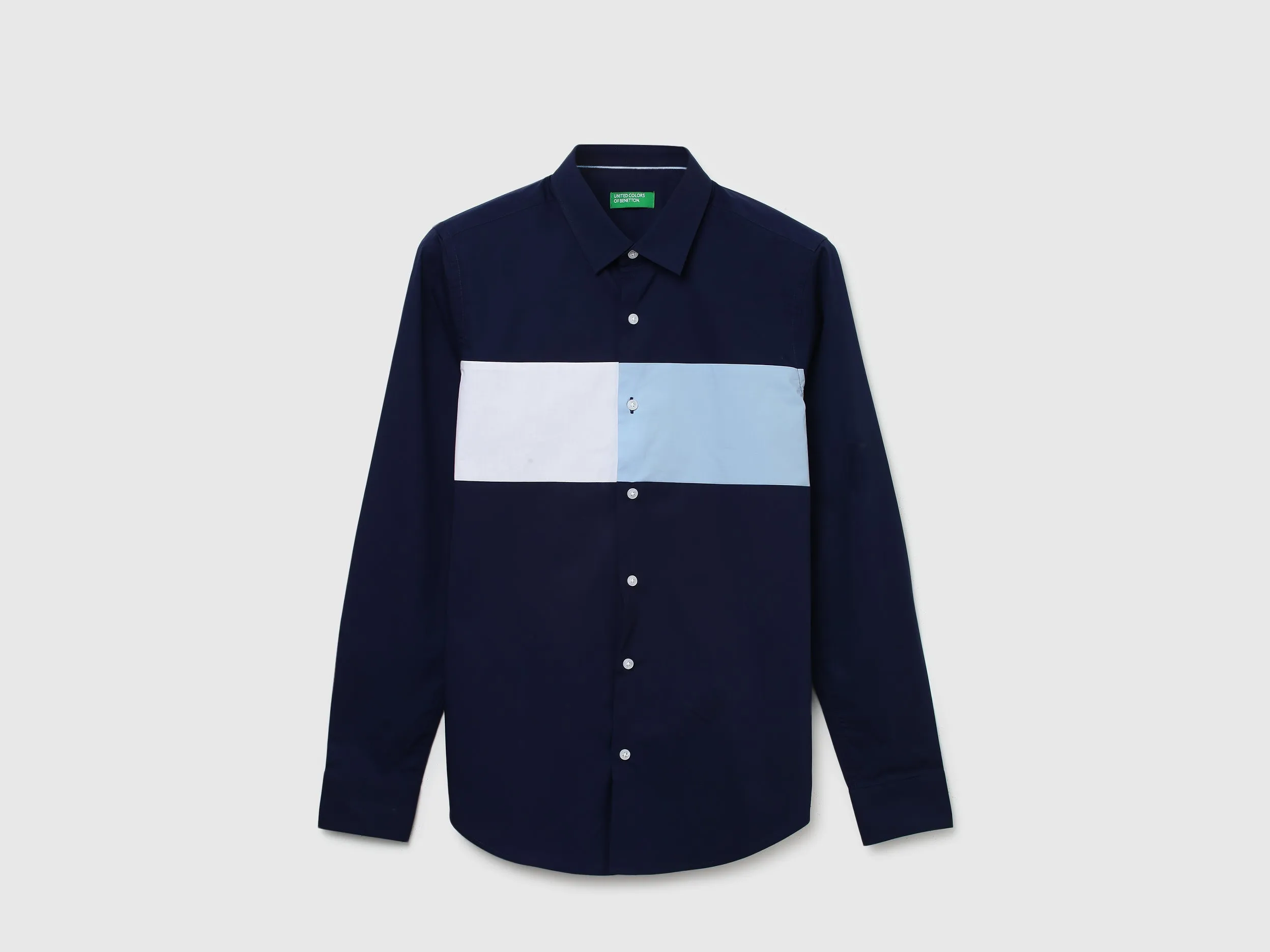 Men Colorblock Spread Collar Shirt
