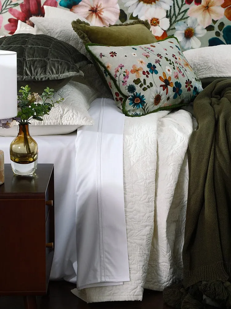 M.M Linen Lourdes Ivory Bedspread Set