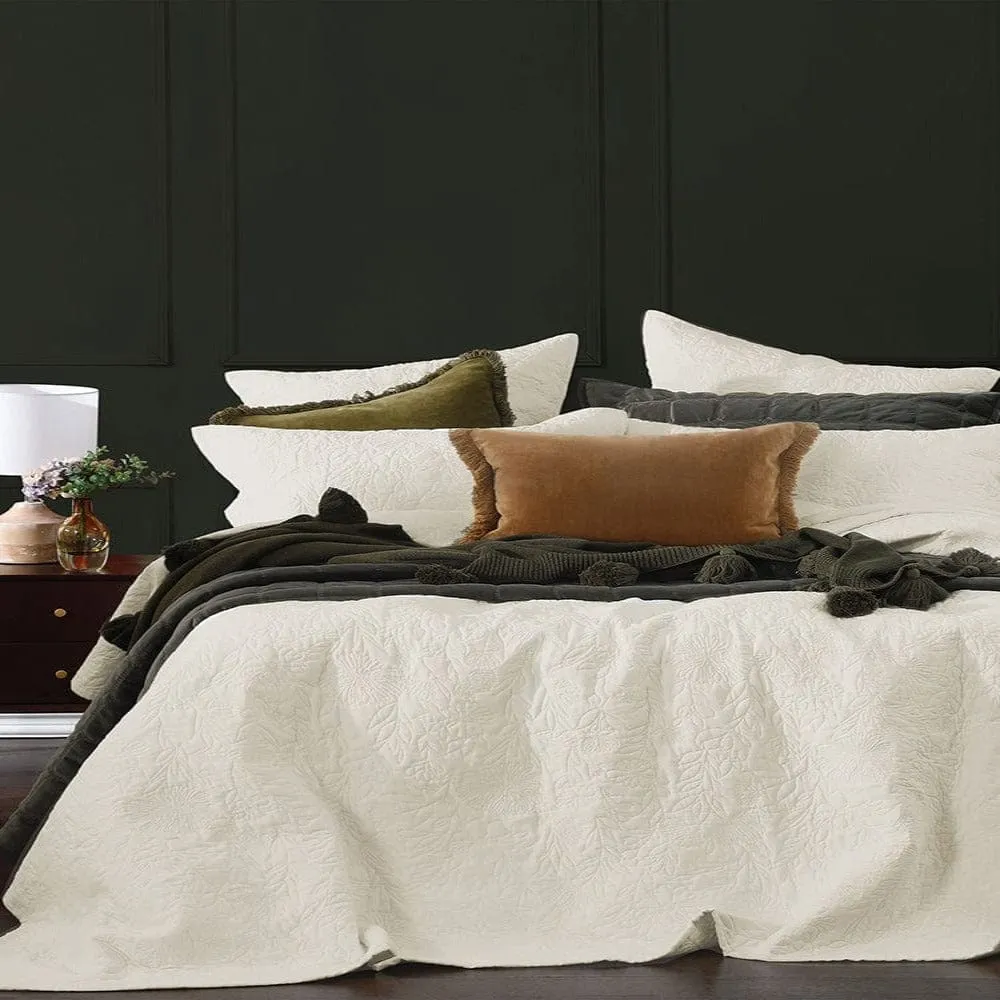 M.M Linen Lourdes Ivory Bedspread Set
