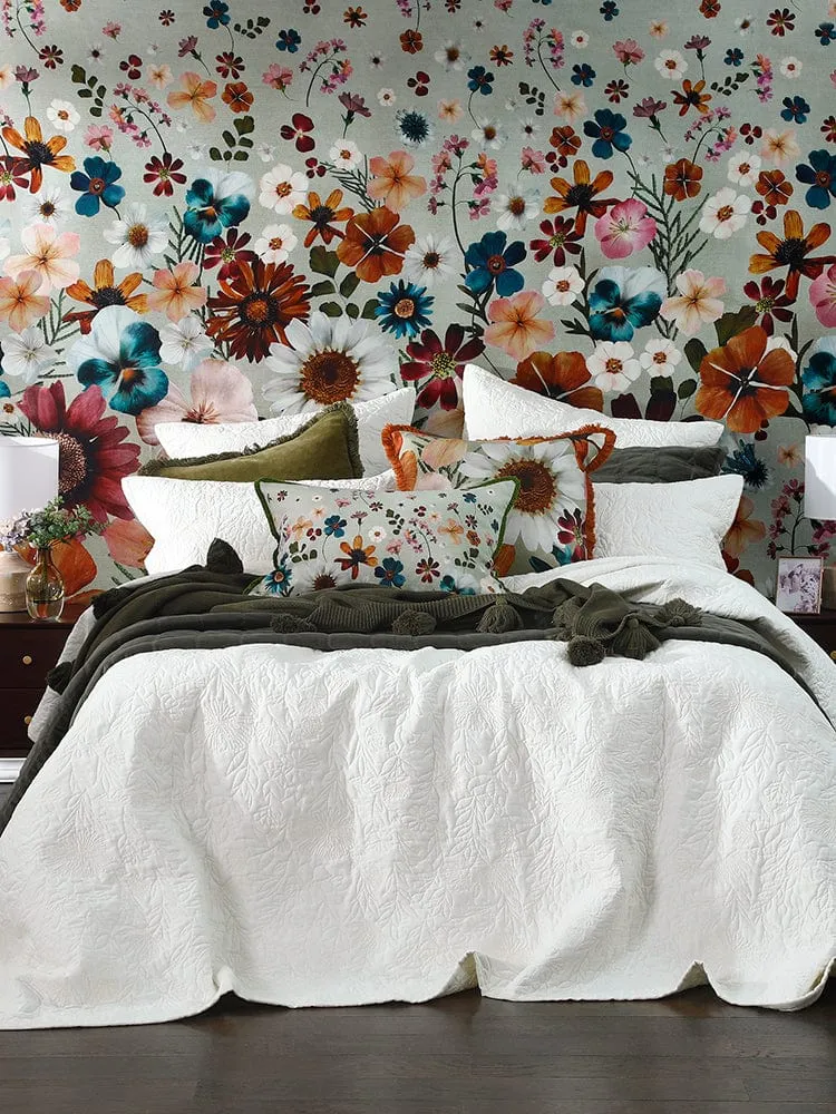 M.M Linen Lourdes Ivory Bedspread Set