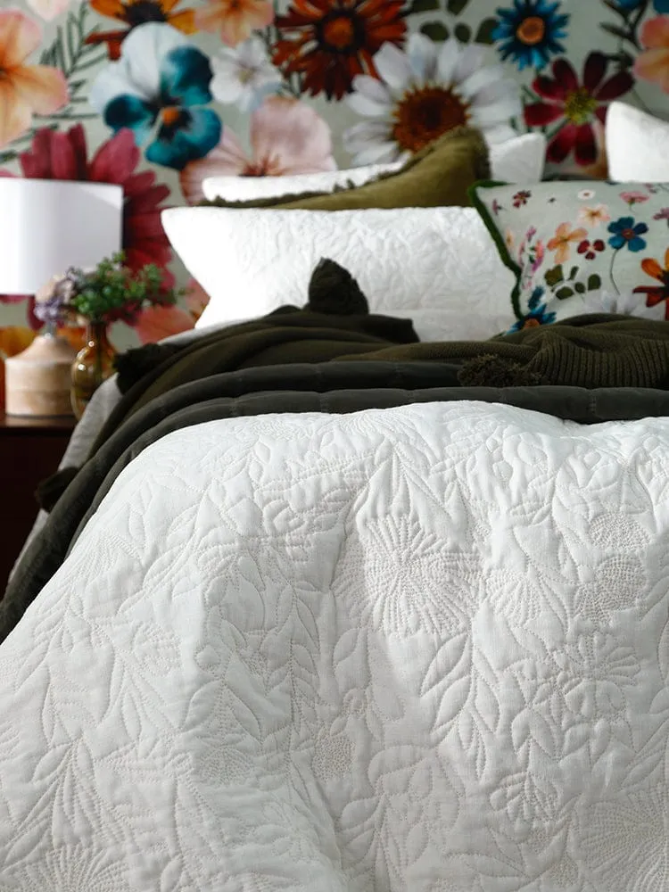 M.M Linen Lourdes Ivory Bedspread Set