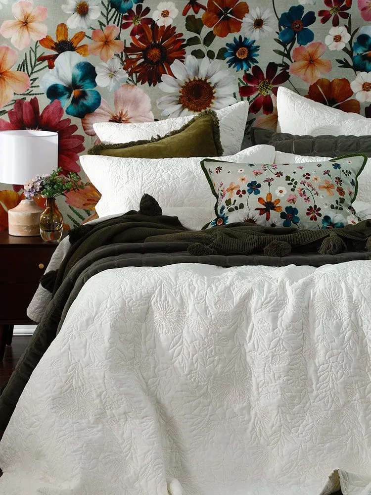 M.M Linen Lourdes Ivory Bedspread Set