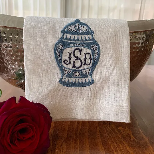 Monogrammed Ginger Jar Motif Towel