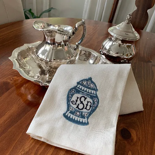 Monogrammed Ginger Jar Motif Towel
