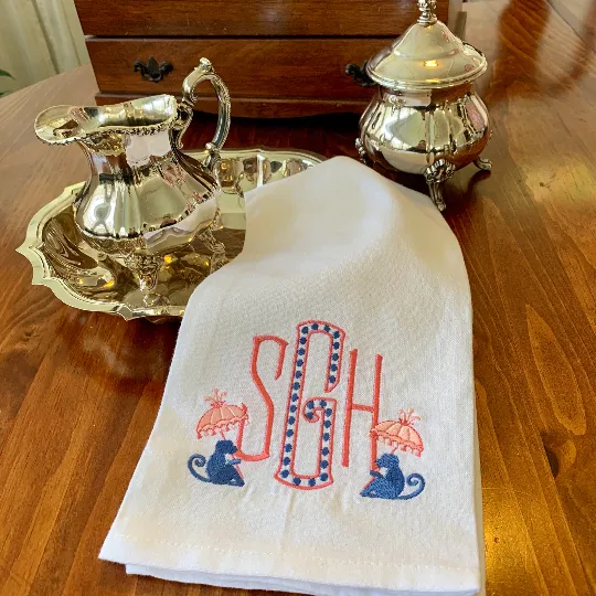 Monogrammed Parasol Monkey Motif Towel