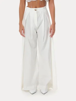 Naushad Ali   I   Box-pleated pants White Signature Spring Summer 2025 White Poplin NA SS24 W31P