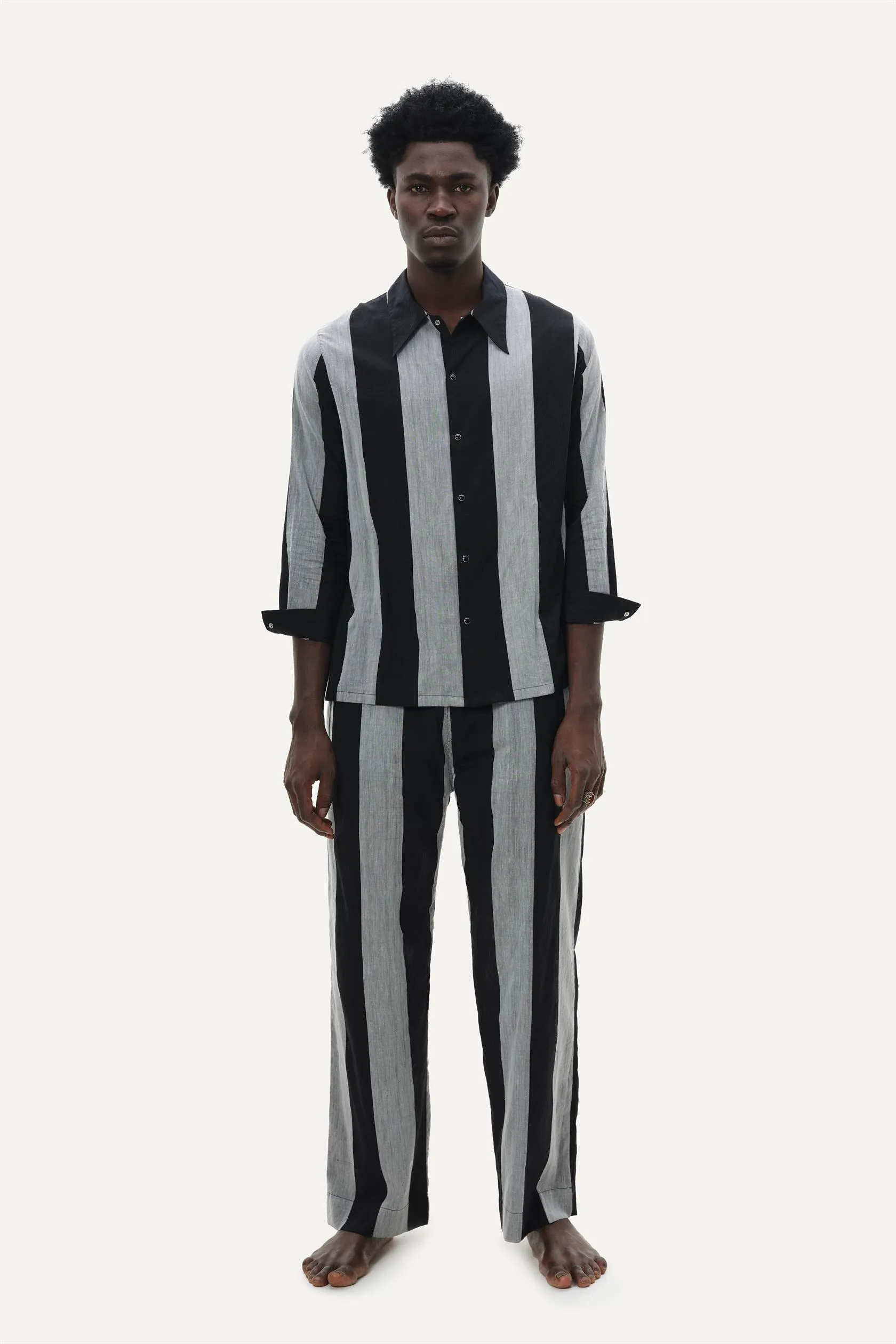 Naushad Ali I Candy stripe co,ord Signature Spring Summer 2025 Handwoven cotton   Handwoven silk cotton White NA SS24 M16