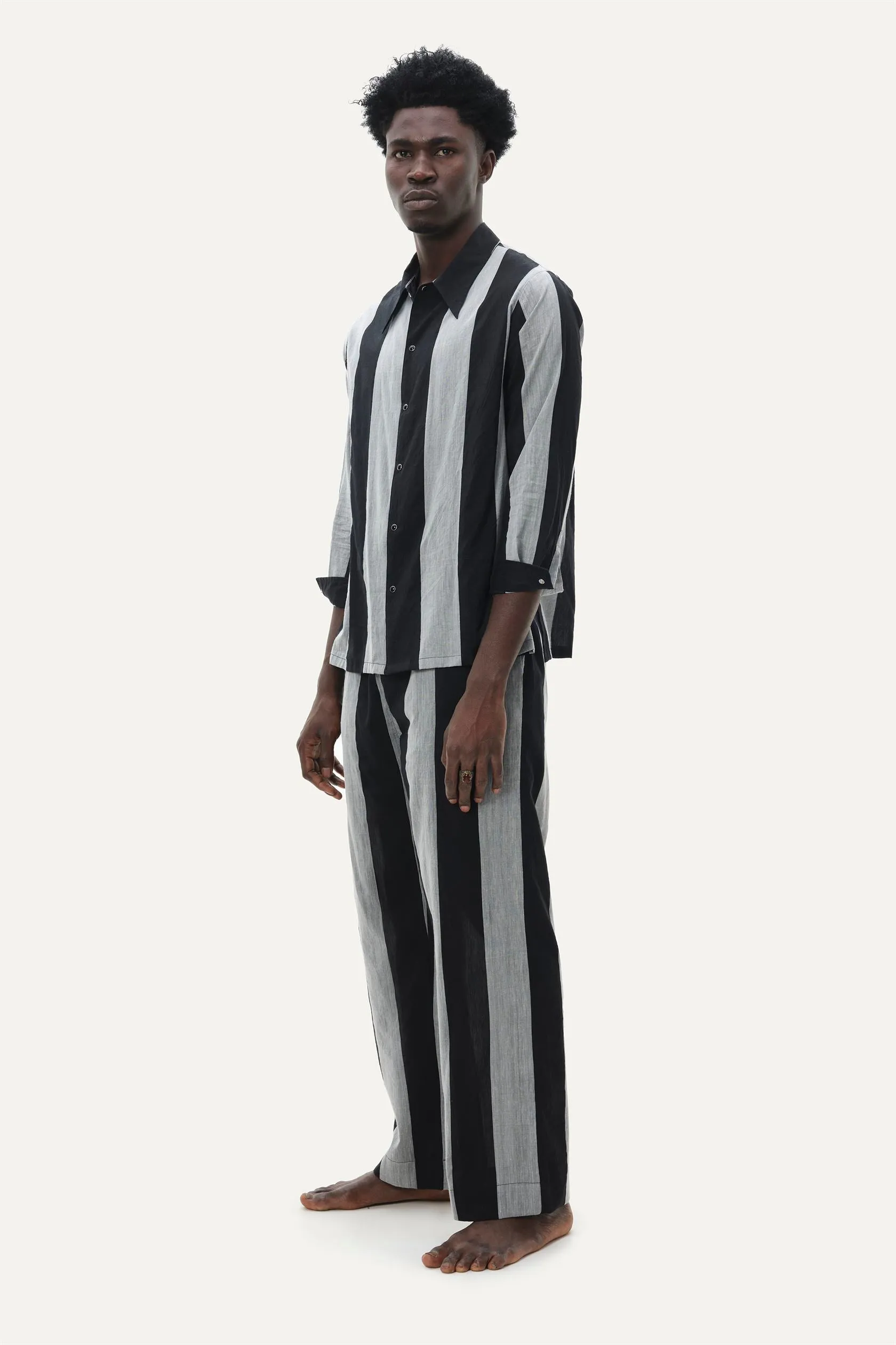 Naushad Ali I Candy stripe co,ord Signature Spring Summer 2025 Handwoven cotton   Handwoven silk cotton White NA SS24 M16