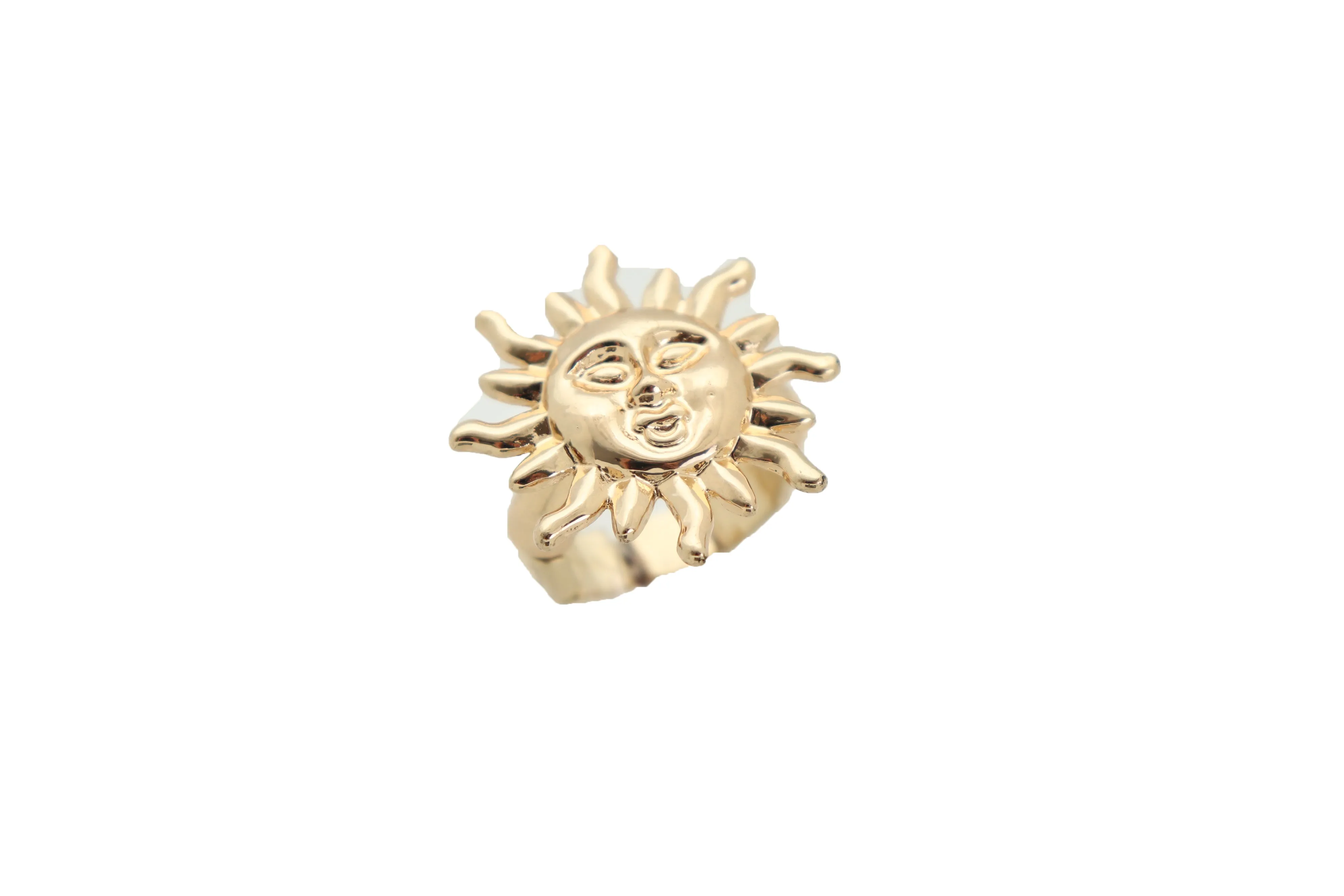New Jewelry Ring Gold Metal Smiling Sun Rise One Size Fits All Elastic Band