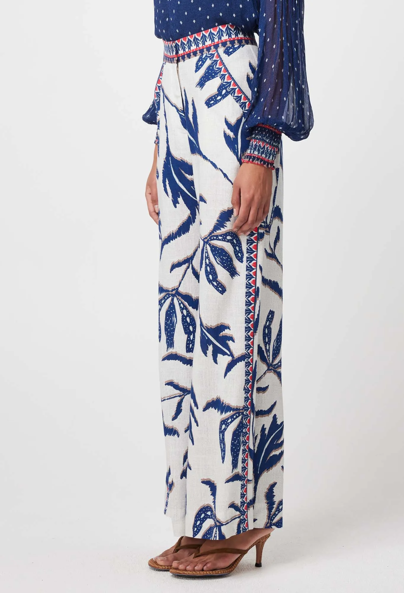 Once Was - Eudora Linen Viscose Pant - Palm Shadow