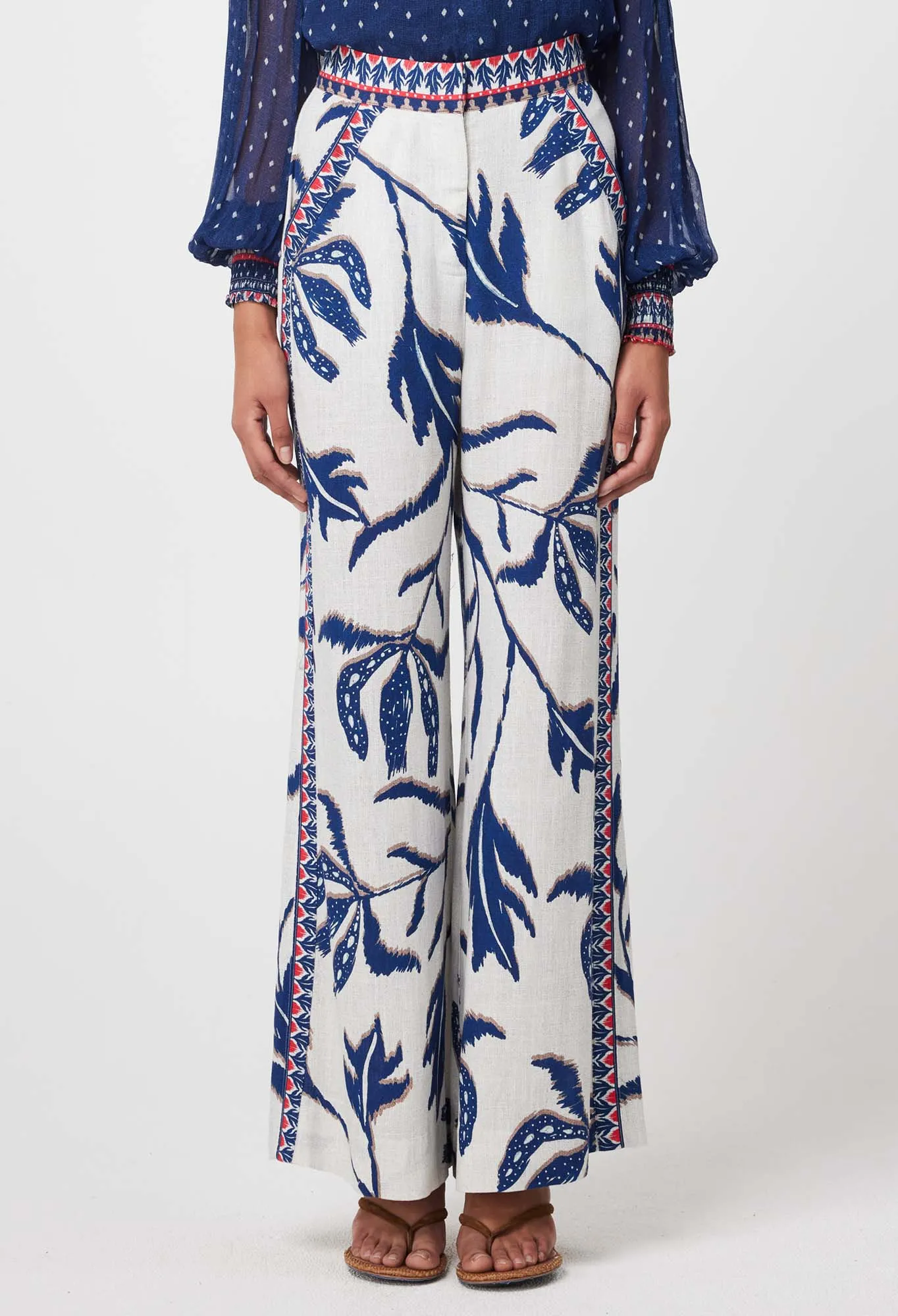 Once Was - Eudora Linen Viscose Pant - Palm Shadow