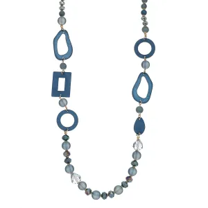 Open Geo Links Beaded Necklace - Blue