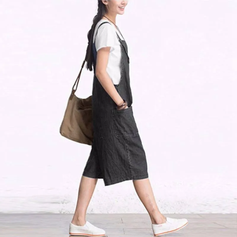 Overall Wide Leg Denim Pants