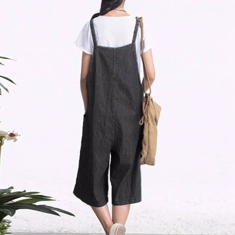 Overall Wide Leg Denim Pants