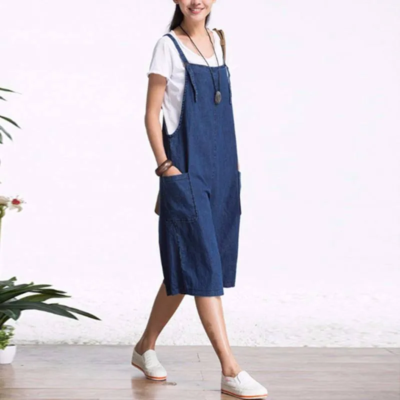 Overall Wide Leg Denim Pants