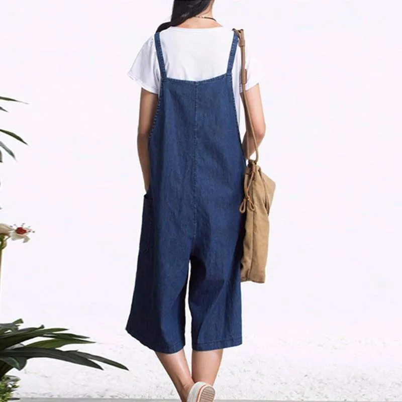 Overall Wide Leg Denim Pants