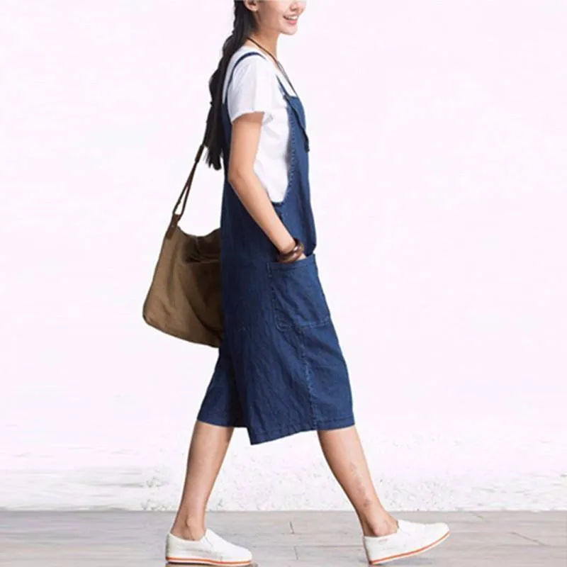 Overall Wide Leg Denim Pants