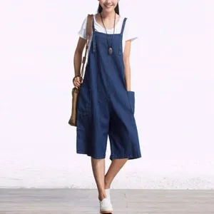Overall Wide Leg Denim Pants