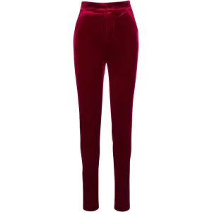 Oxblood Straight Leg Velvet Trouser