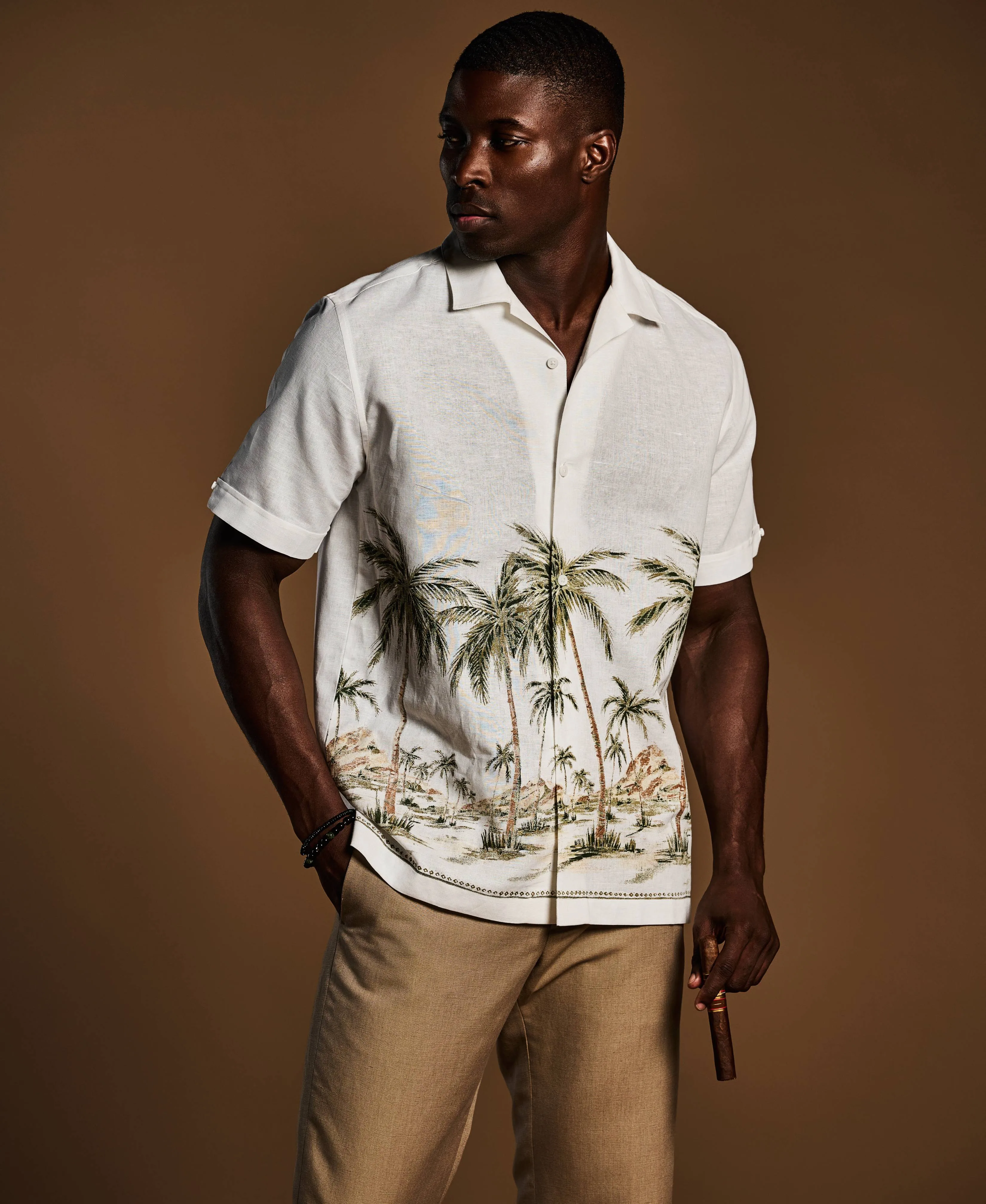 Palm Print Border Shirt