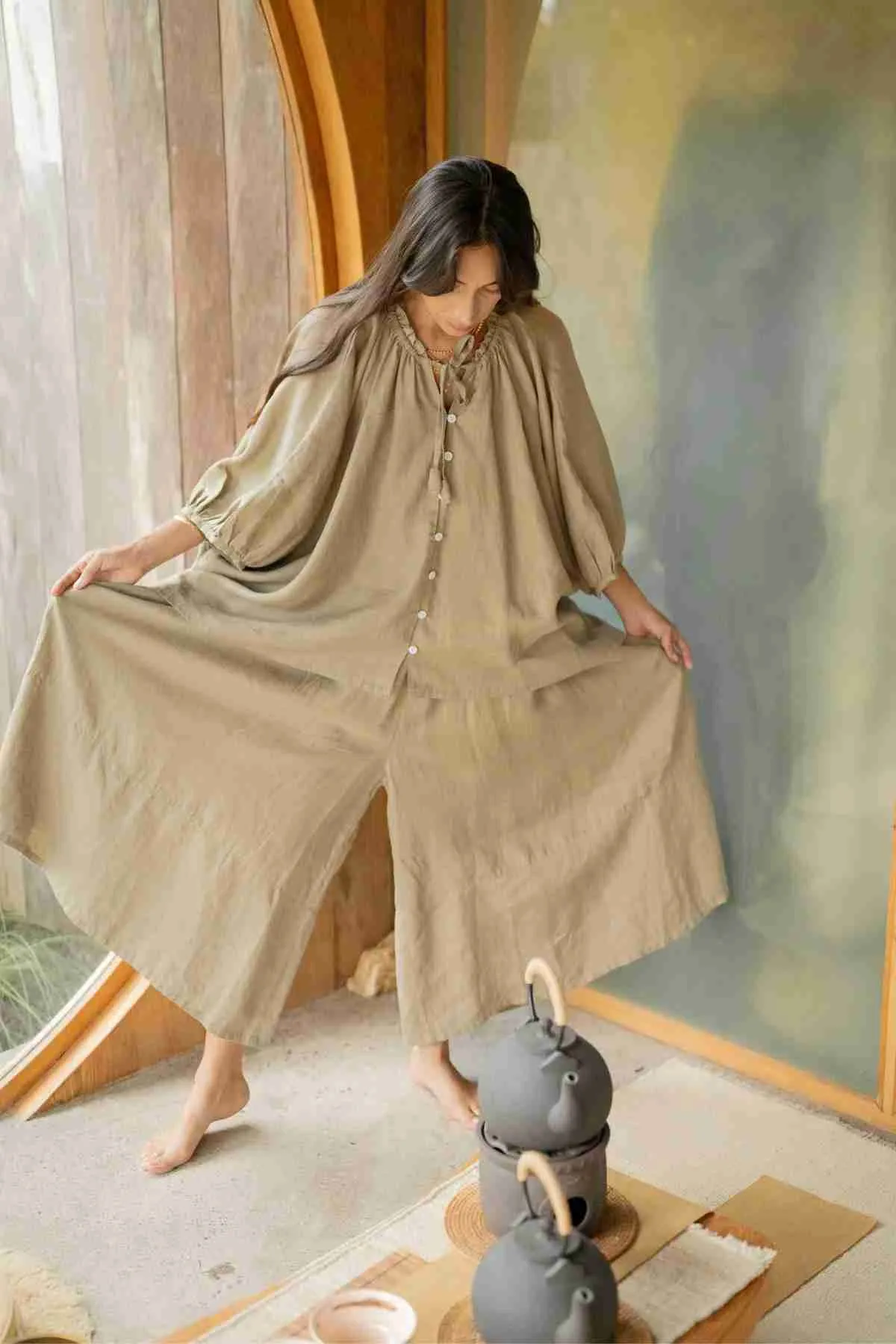 Pantalon Linen Pants (Wide Legged)