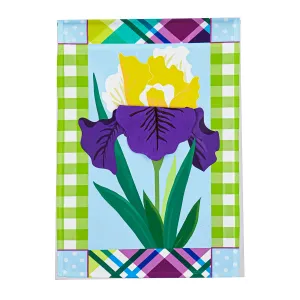 Patterned Border Iris Garden Applique Flag,169245sa