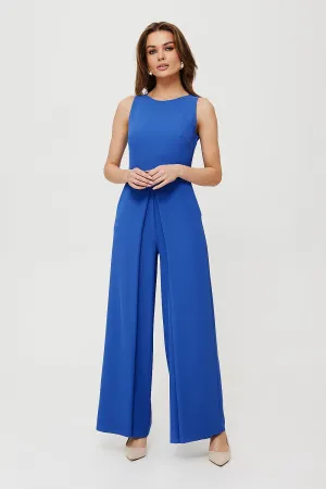 Pleated Wide-Leg Fitted Jumpsuit