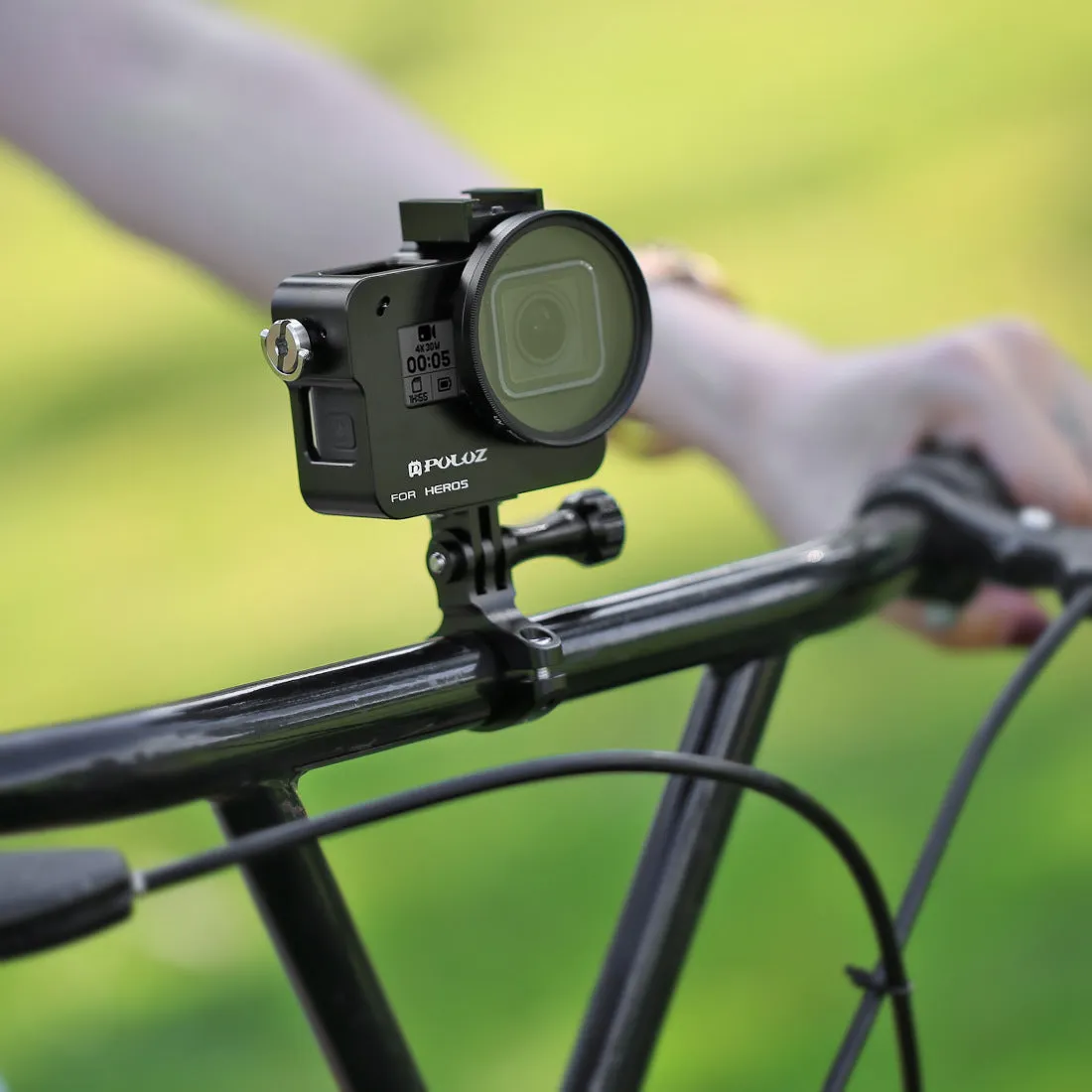 PULUZ O Shape Cycling Bike Mount Bicycle Clip Holder Action Camera Handlebar Mount Clamp for GoPro HERO5 /4 /3  /3 /2 /1 black