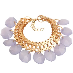 Purple Hanging Beaded Chain Bracelet