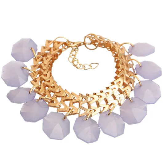 Purple Hanging Beaded Chain Bracelet