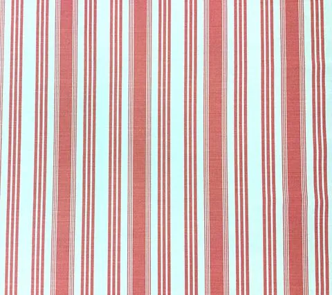 Quadrille Fabric: Lane Stripe  - Custom Watermelon on White Belgian Linen/Cotton