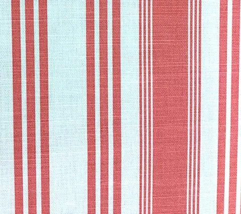 Quadrille Fabric: Lane Stripe  - Custom Watermelon on White Belgian Linen/Cotton