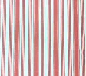 Quadrille Fabric: Lane Stripe  - Custom Watermelon on White Belgian Linen/Cotton