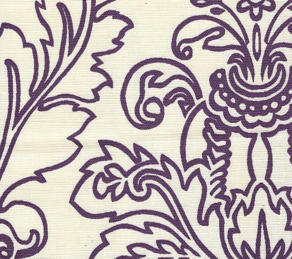 Quadrille Fabric: Monty Outline - Custom Purple on Tinted Belgian Linen / Cotton