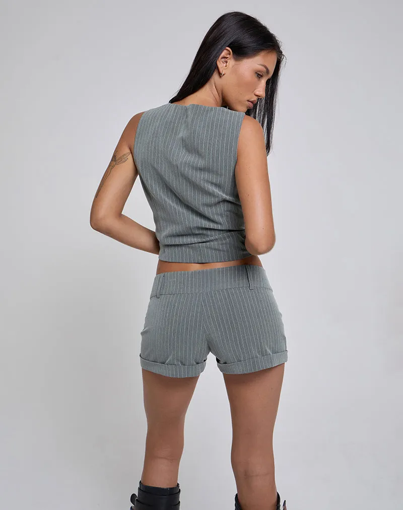 Rivo Deep Hot Pants in Pinstripe Grey