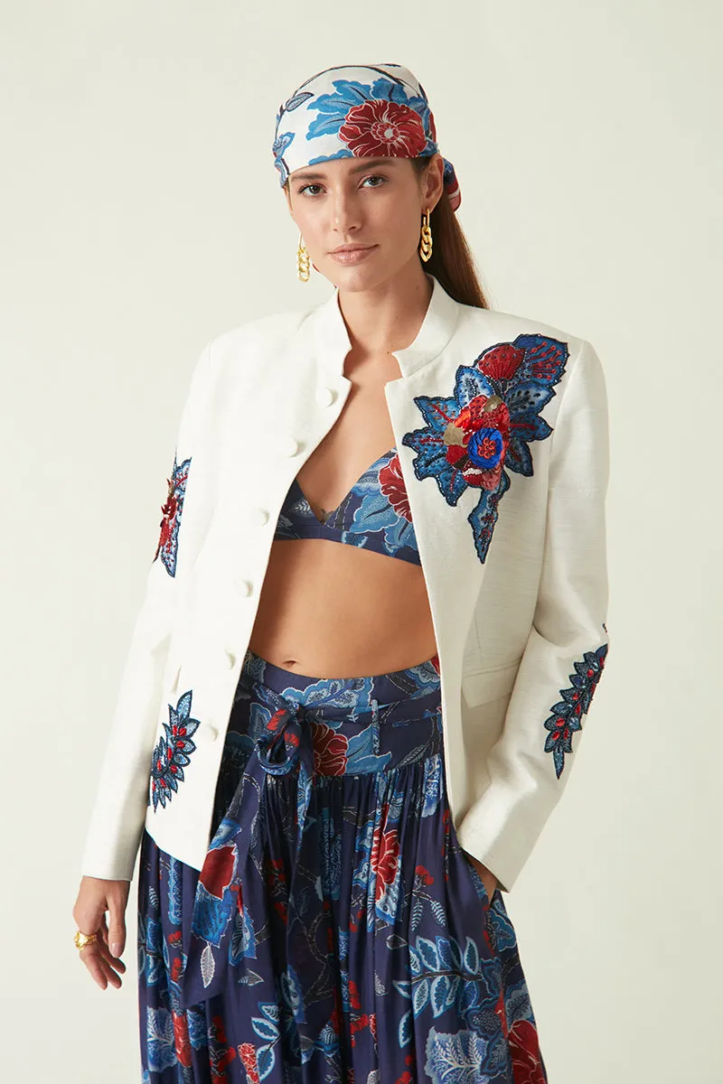 Rockefeller Holidays I  Buru Embroidered Jacket Handloom Linen White   Java collection 7JV-40
