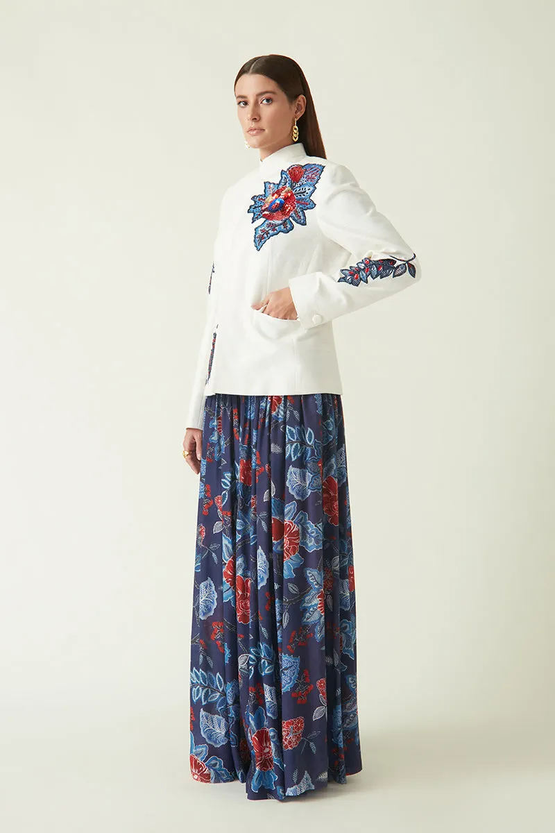 Rockefeller Holidays I  Buru Embroidered Jacket Handloom Linen White   Java collection 7JV-40