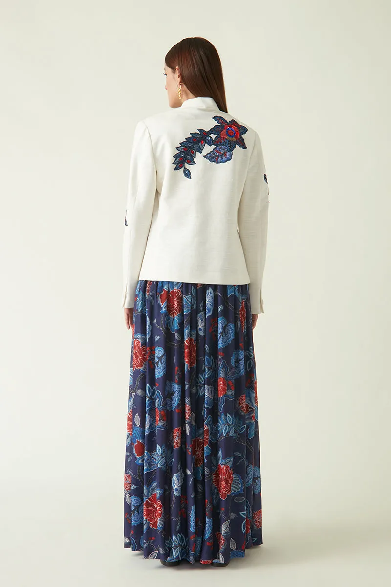 Rockefeller Holidays I  Buru Embroidered Jacket Handloom Linen White   Java collection 7JV-40