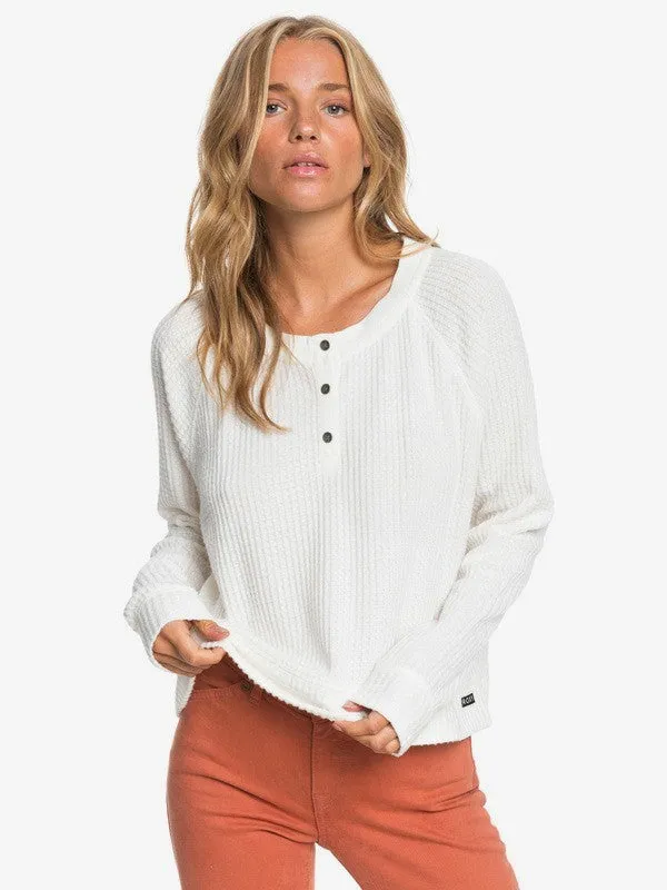 Roxy Womens Take It Home Cosy Waffle Knit Shirt