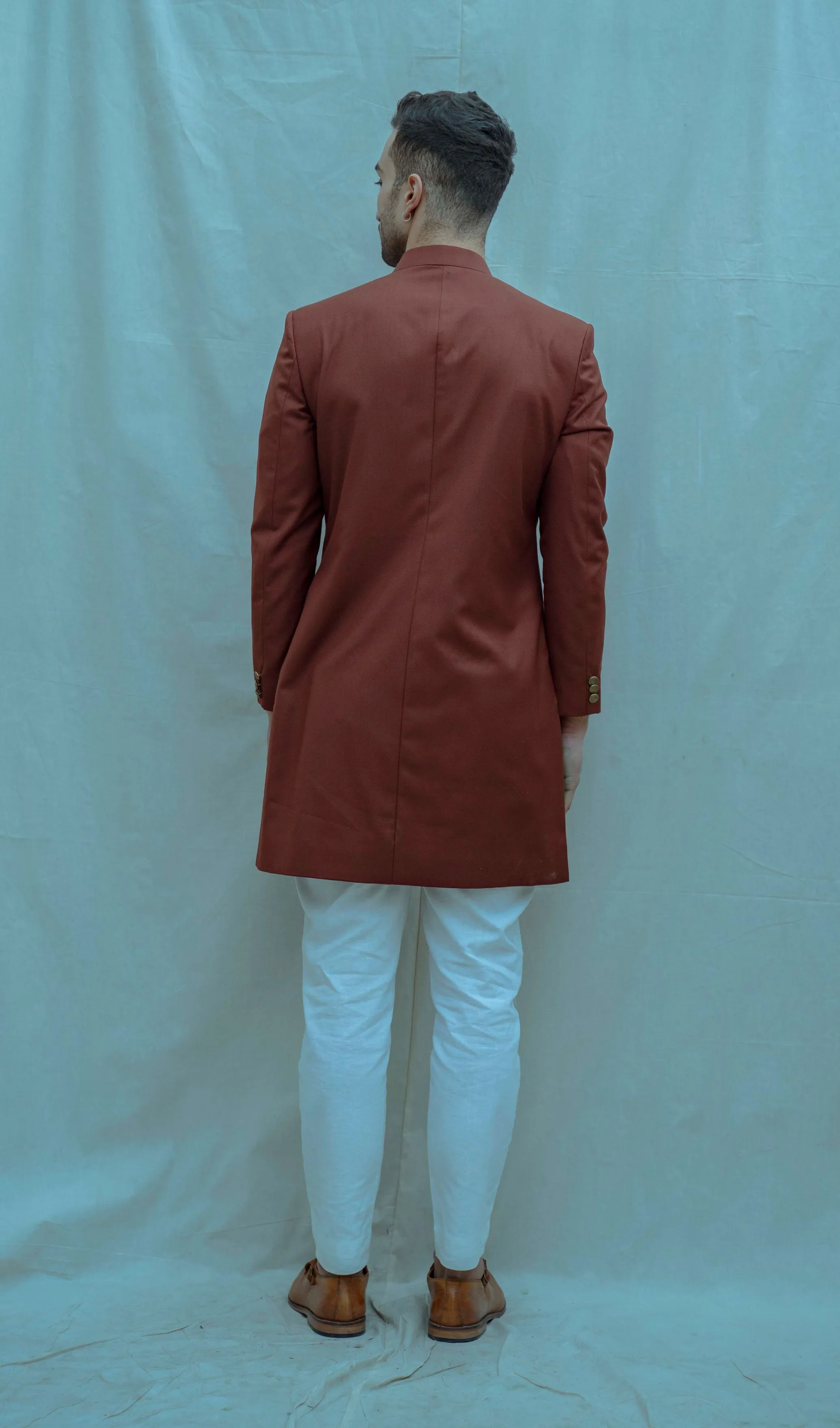 Rust Classic Bandgala Achkan  Set