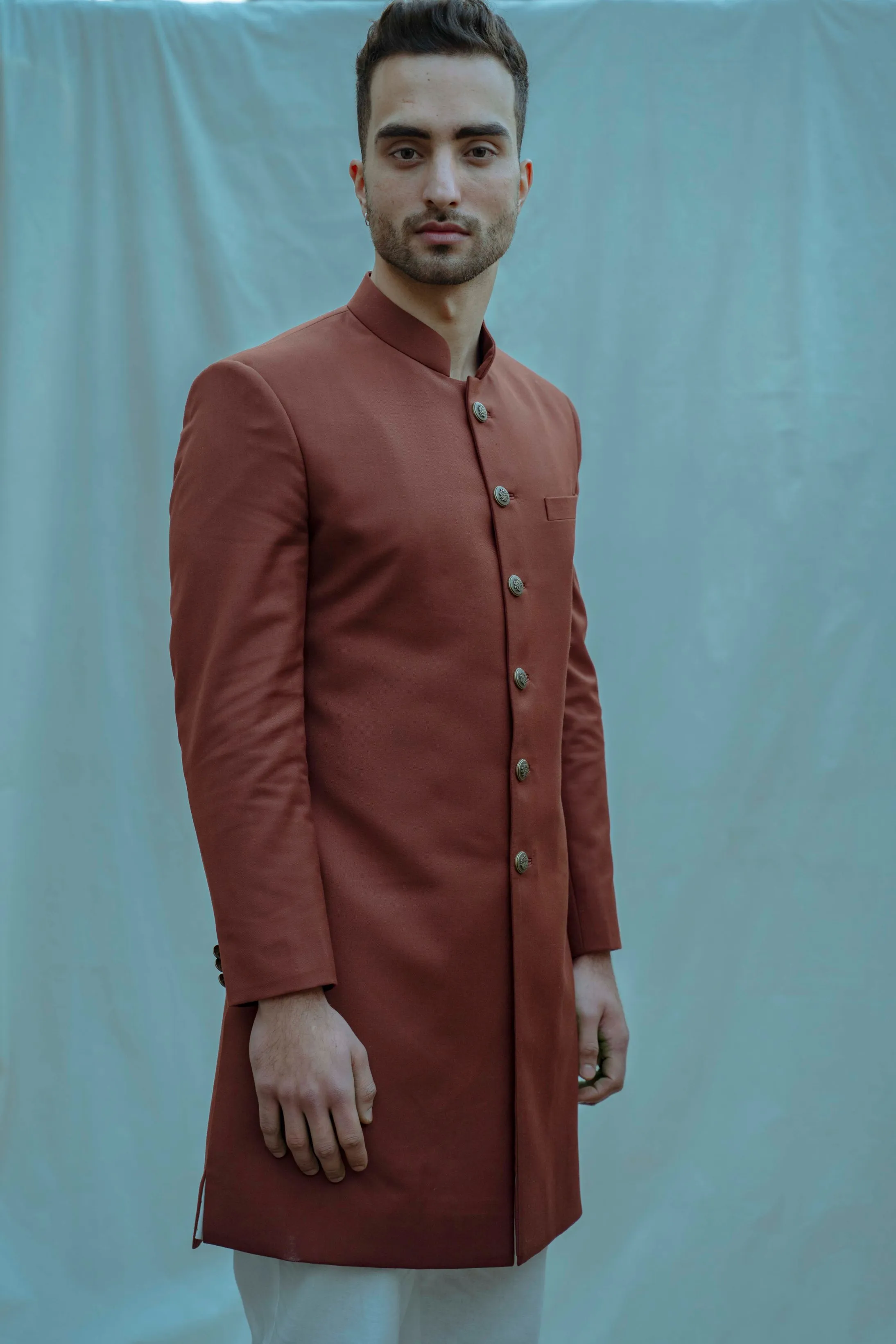 Rust Classic Bandgala Achkan  Set