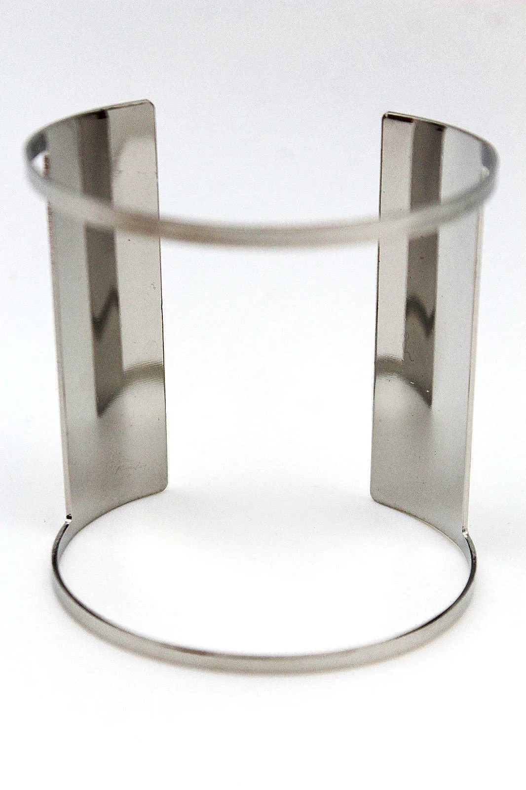 Silver Metal Cuff Bracelet Light Retro Cut Outs Adjustable