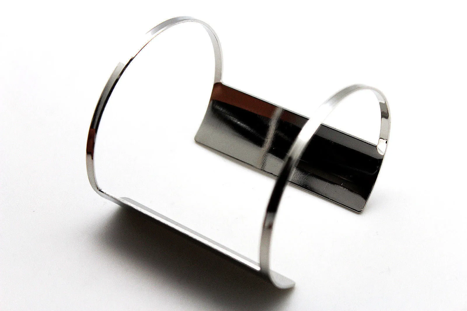 Silver Metal Cuff Bracelet Light Retro Cut Outs Adjustable