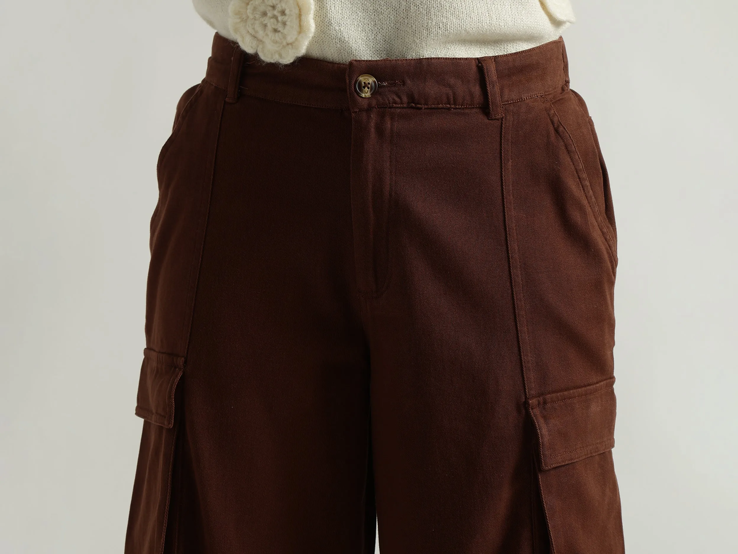 Solid Cargo Pants