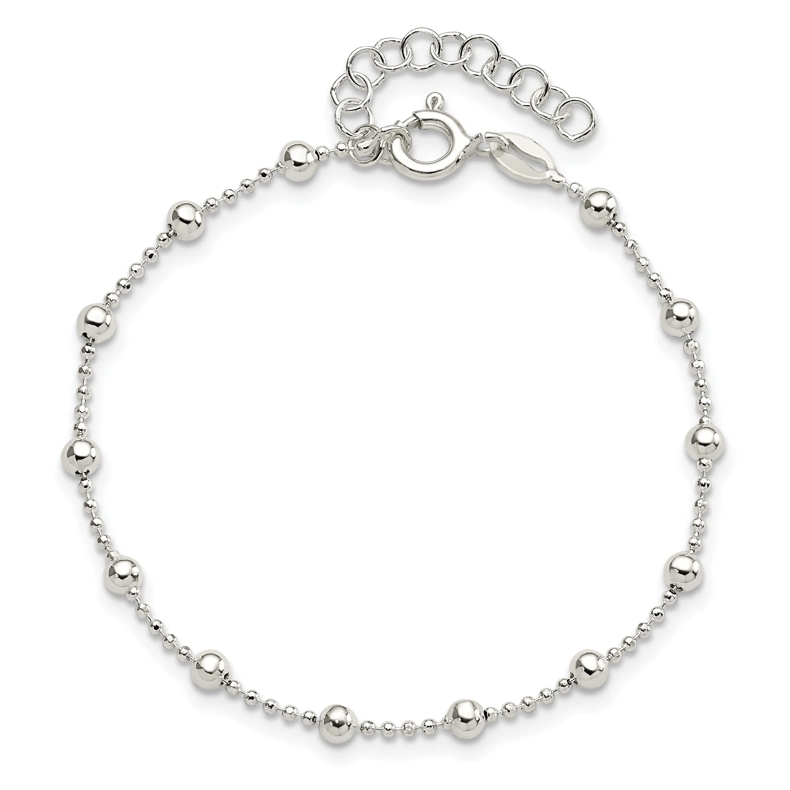 Sterling Silver Polished Finish Beaded Bracelet