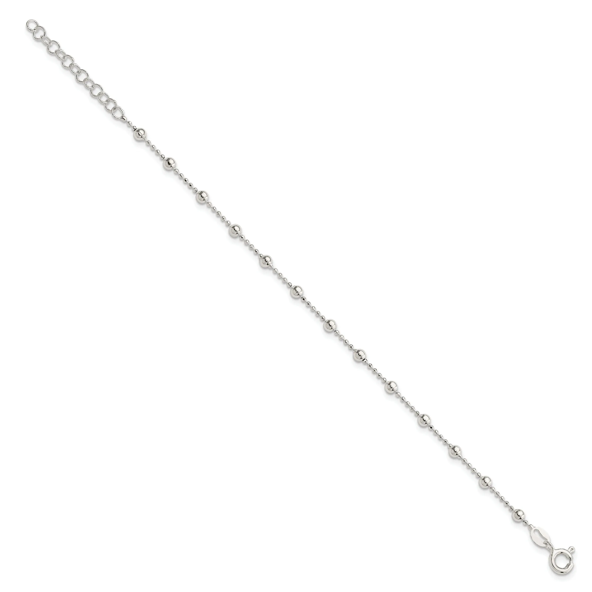 Sterling Silver Polished Finish Beaded Bracelet